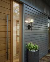 LED Exterior Wall Mount by Kuzco Lighting - Claremont Collection, Black/Clear Ribbed Glass Finish - EW78513-BK/CR