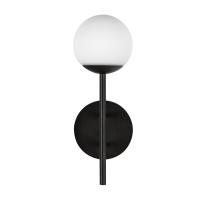 LED Exterior Wall Mount by Kuzco Lighting - Claremont Collection, Black/Opal Glass Finish - EW78513-BK/OP