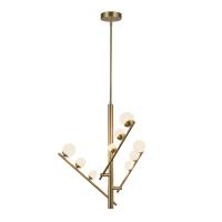 LED Chandelier by Kuzco Lighting - Cypress Collection, Brushed Gold/Opal Glass Finish - CH55524-BG/OP