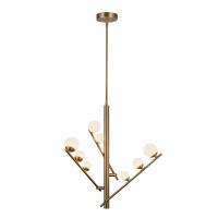 LED Chandelier by Kuzco Lighting - Cypress Collection, Brushed Gold/Opal Glass Finish - CH55524-BG/OP