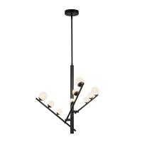LED Chandelier by Kuzco Lighting - Cypress Collection, Black/Opal Glass Finish - CH55524-BK/OP