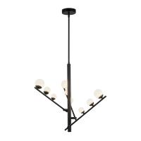 LED Chandelier by Kuzco Lighting - Cypress Collection, Black/Opal Glass Finish - CH55524-BK/OP