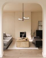 LED Chandelier by Kuzco Lighting - Cypress Collection, Black/Opal Glass Finish - CH55524-BK/OP