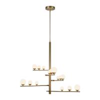 LED Chandelier by Kuzco Lighting - Cypress Collection, Brushed Gold/Opal Glass Finish - CH55530-BG/OP