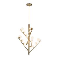LED Chandelier by Kuzco Lighting - Cypress Collection, Brushed Gold/Opal Glass Finish - CH55530-BG/OP