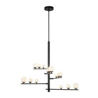 LED Chandelier by Kuzco Lighting - Cypress Collection, Black/Opal Glass Finish - CH55530-BK/OP