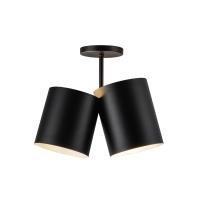 Two Light Semi-Flush Mount by Kuzco Lighting - Keiko Collection, Black Finish - SF58814-BK