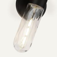 One Light Exterior Wall Mount by Kuzco Lighting - Lima Collection, Black/Clear Water Glass Finish - EW73210-BK/WC