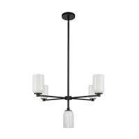 Five Light Chandelier by Kuzco Lighting - Nola Collection, Black/Glossy Opal Glass Finish - CH57731-BK/GO