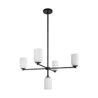 Five Light Chandelier by Kuzco Lighting - Nola Collection, Black/Glossy Opal Glass Finish - CH57731-BK/GO