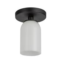 One Light Semi-Flush Mount by Kuzco Lighting - Nola Collection, Black/Glossy Opal Glass Finish - SF57704-BK/GO