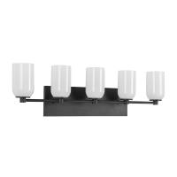Five Light Vanity by Kuzco Lighting - Nola Collection, Black/Glossy Opal Glass Finish - VL57732-BK/GO