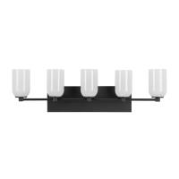Five Light Vanity by Kuzco Lighting - Nola Collection, Black/Glossy Opal Glass Finish - VL57732-BK/GO