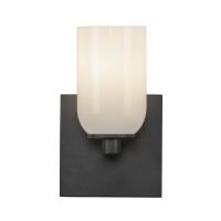 One Light Wall Sconce by Kuzco Lighting - Nola Collection, Black/Glossy Opal Glass Finish - WS57704-BK/GO