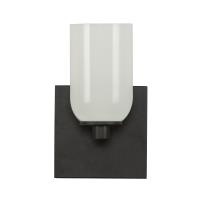 One Light Wall Sconce by Kuzco Lighting - Nola Collection, Black/Glossy Opal Glass Finish - WS57704-BK/GO