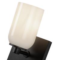 One Light Wall Sconce by Kuzco Lighting - Nola Collection, Black/Glossy Opal Glass Finish - WS57704-BK/GO