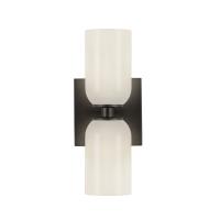 Two Light Wall Sconce by Kuzco Lighting - Nola Collection, Black/Glossy Opal Glass Finish - WS57712-BK/GO