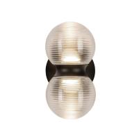 LED Exterior Wall Mount by Kuzco Lighting - Peri Collection, Black/Clear Ribbed Glass Finish - EW77209-BK/CR