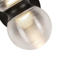 LED Exterior Wall Mount by Kuzco Lighting - Peri Collection, Black/Clear Ribbed Glass Finish - EW77209-BK/CR