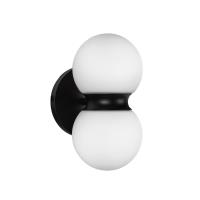 LED Exterior Wall Mount by Kuzco Lighting - Peri Collection, Black/Opal Glass Finish - EW77209-BK/OP