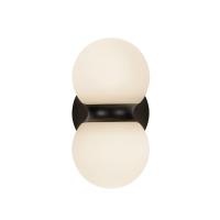 LED Exterior Wall Mount by Kuzco Lighting - Peri Collection, Black/Opal Glass Finish - EW77209-BK/OP