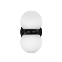 LED Exterior Wall Mount by Kuzco Lighting - Peri Collection, Black/Opal Glass Finish - EW77209-BK/OP