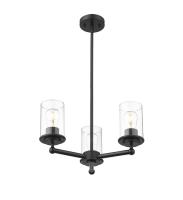 Three Light Chandelier by Z-Lite - Thayer Collection, Matte Black Finish - 742-3MB