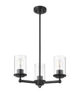 Three Light Chandelier by Z-Lite - Thayer Collection, Matte Black Finish - 742-3MB