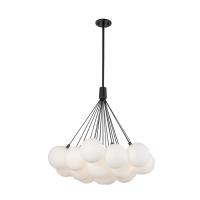 LED Chandelier by Kuzco Lighting - Bolla Collection, Black/Opal Glass Finish - CH3128-BK/OP