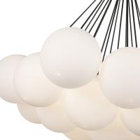 LED Chandelier by Kuzco Lighting - Bolla Collection, Black/Opal Glass Finish - CH3128-BK/OP