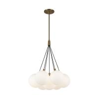LED Chandelier by Kuzco Lighting - Bolla Collection, Brushed Gold/Opal Glass Finish - CH3117-BG/OP