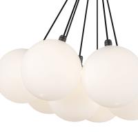 LED Chandelier by Kuzco Lighting - Bolla Collection, Black/Opal Glass Finish - CH3117-BK/OP