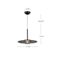 LED Pendant by Kuzco Lighting - Kyoto Collection, Black/Smoked Glass Finish - PD37018-BK/SM-3WCCT-UNV
