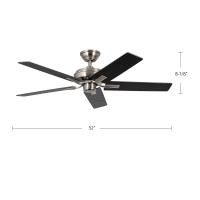 52"Ceiling Fan by Kuzco Lighting - Erikson Collection, Brushed Nickel Finish - CF78752-BN-NLW