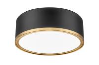 LED Flush Mount by Z-Lite - Bradley Collection, Matte Black + Modern Gold Finish - 1018F12-MB-MGLD-LED