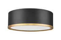 LED Flush Mount by Z-Lite - Bradley Collection, Matte Black + Modern Gold Finish - 1018F12-MB-MGLD-LED
