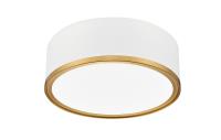 LED Flush Mount by Z-Lite - Bradley Collection, Matte White + Modern Gold Finish - 1018F12-MW-MGLD-LED