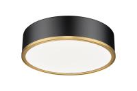 LED Flush Mount by Z-Lite - Bradley Collection, Matte Black + Modern Gold Finish - 1018F16-MB-MGLD-LED