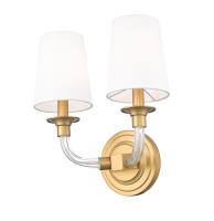 Two Light Wall Sconce by Z-Lite - Katerina Collection, Rubbed Brass Finish - 1950-2S-RB