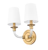 Two Light Wall Sconce by Z-Lite - Katerina Collection, Rubbed Brass Finish - 1950-2S-RB