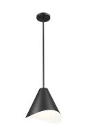 One Light Pendant by Z-Lite - Aria Collection, Matte Black Finish - 1952P12-MB