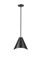 One Light Pendant by Z-Lite - Aria Collection, Matte Black Finish - 1952P12-MB
