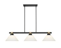 Three Light Billiard by Z-Lite - Bronte Collection, Matte Black + Rubbed Brass Finish - 1955-3MB-RB-AMO14