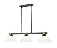 Three Light Billiard by Z-Lite - Bronte Collection, Matte Black + Rubbed Brass Finish - 1955-3MB-RB-AMO14
