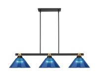 Three Light Billiard by Z-Lite - Bronte Collection, Matte Black + Rubbed Brass Finish - 1955-3MB-RB-ARDB