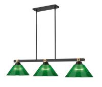 Three Light Billiard by Z-Lite - Bronte Collection, Matte Black + Rubbed Brass Finish - 1955-3MB-RB-ARG