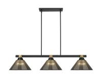 Three Light Billiard by Z-Lite - Bronte Collection, Matte Black + Rubbed Brass Finish - 1955-3MB-RB-ARS