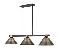 Three Light Billiard by Z-Lite - Bronte Collection, Matte Black + Rubbed Brass Finish - 1955-3MB-RB-ARS