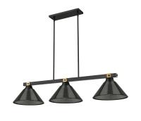 Three Light Billiard by Z-Lite - Bronte Collection, Matte Black + Rubbed Brass Finish - 1955-3MB-RB-ARS