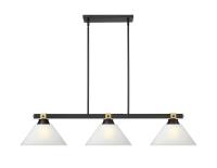 Three Light Billiard by Z-Lite - Bronte Collection, Matte Black + Rubbed Brass Finish - 1955-3MB-RB-AWL14